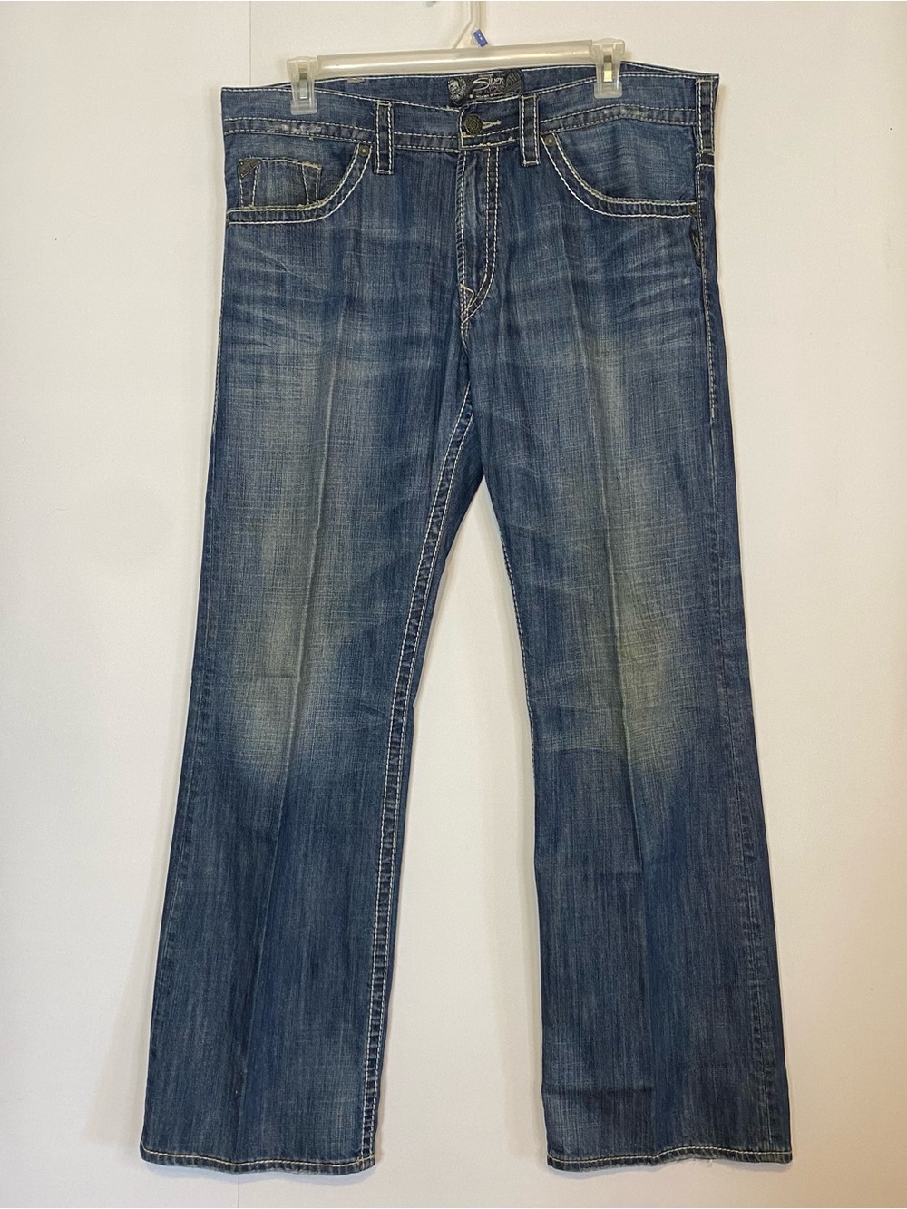 Silver Jeans Co Zac Straight Leg Jeans Men’s 33x34 Blue Stretch Whiskers